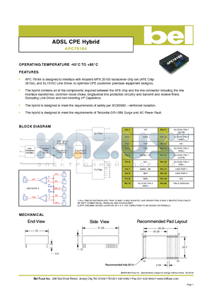 APC78164 datasheet - ADSL CPE Hybrid