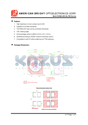 BL-PMRTB-SJB datasheet - Multi DOMILED High brightness tri-color surface mount LED.