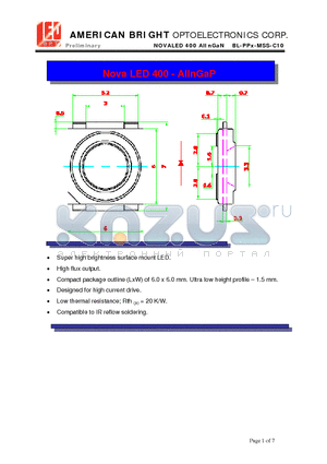 BL-PPR-MSS-C10 datasheet - Nova LED 400 - AlInGaP Super high brightness surface mount LED.