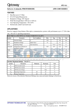 APD-1100 datasheet - Property of Lite-On Only