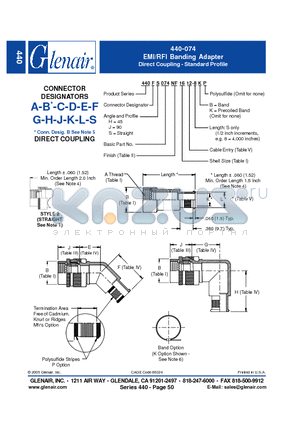 440AH074NF14 datasheet - EMI/RFI Banding Adapter Direct Coupling - Standard Profile