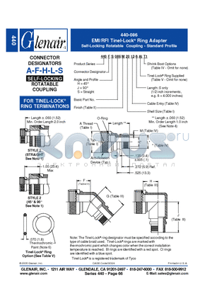 440AH086M12 datasheet - EMI/RFI Tinel-Lock^ Ring Adapter