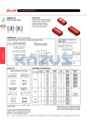 78B05T datasheet - Thru-Hole DIP Switches