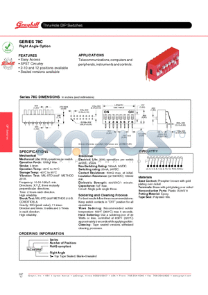 78C08SRAT datasheet - Thru-Hole DIP Switches