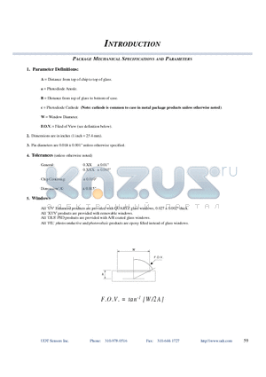 APD032 datasheet - PACKAGE MECHANICAL SPECIFICATIONS AND PARAMETERS