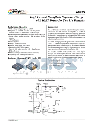 A8425 datasheet - High Current Photoflash Capacitor Charger