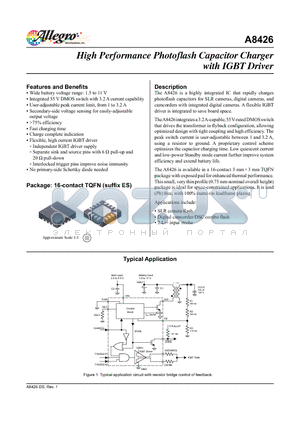 A8426 datasheet - High Performance Photoflash Capacitor Charger