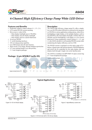 A8434 datasheet - 6-Channel High Efficiency Charge Pump White LED Driver