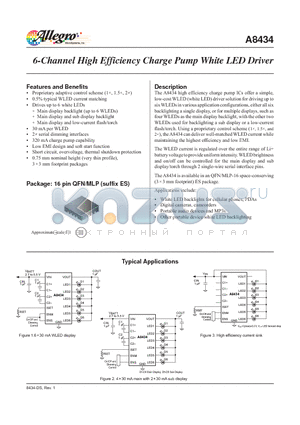A8434EESTR-T datasheet - 6-Channel High Efficiency Charge Pump White LED Driver