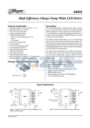 A8435 datasheet - High Efficiency Charge Pump White LED Driver