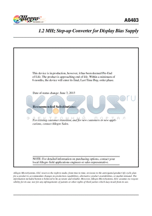 A8483 datasheet - 1.2 MHz Step-up Converter for Display Bias Supply