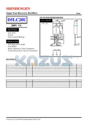 D5LC20 datasheet - Super Fast Recovery Rectifiers(200V 5A)