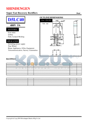 D5LC40 datasheet - Super Fast Recovery Rectifiers(400V 5A)