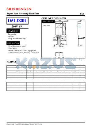 D5LD20U datasheet - Super Fast Recovery Rectifiers(200V 5A)