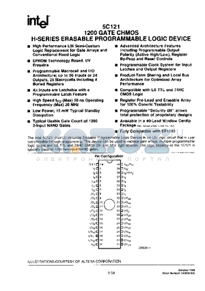 D5C121-65 datasheet - 1200 GATE CHMOS H-SERIES ERASABLE PROGRAMMABLE LOGIC DEVICE