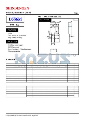 D5S6 datasheet - Schottky Rectifiers (SBD) (60V 5A)