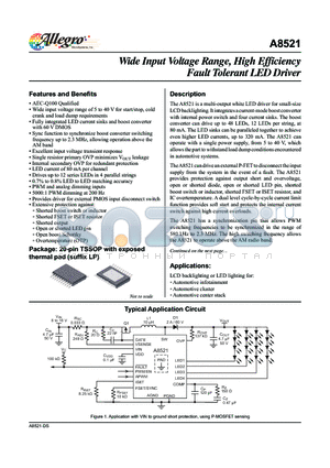 A8521 datasheet - The A8521 is a multi-output white LED driver for small-size LCD backlighting.