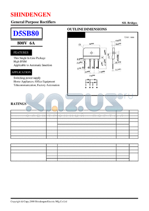 D5SB80 datasheet - General Purpose Rectifiers(800V 6A)