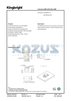 APD3224EC-F01 datasheet - 3.2x2.4mm SMD CHIP LED LAMP