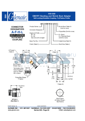 440AN069M18 datasheet - EMI/RFI Banding and Shrink Boot Adapter Self-Locking Rotatable Coupling - Full Radius Profile