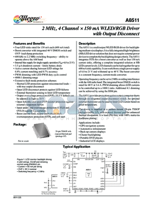A8511 datasheet - 2 MHz, 4 Channel  150 mA WLED/RGB Driver