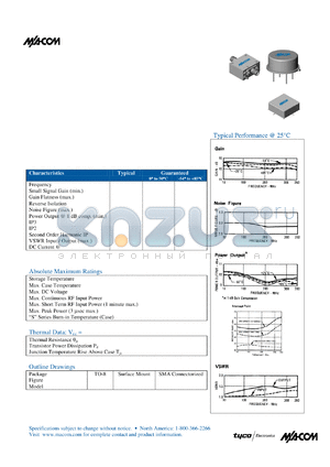 A87-2 datasheet - 10 TO 300 MHz CASCADABLE AMPLIFIER