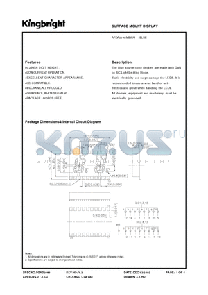 APDA02-41MBWA datasheet - SURFACE MOUNT DISPLAY