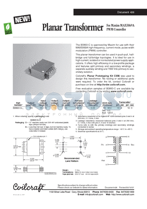 B0860-CL datasheet - Planar Transformer