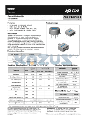 A88-1 datasheet - Cascadable Amplifier 5 to 300 MHz