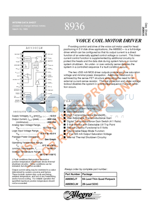 A8936CLW datasheet - VOICE COIL MOTOR DRIVER