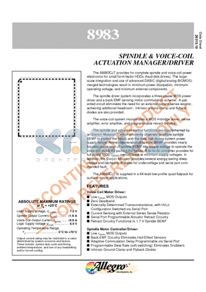 A8983CJT datasheet - SPINDLE & VOICE-COIL ACTUATION MANAGER/DRIVER