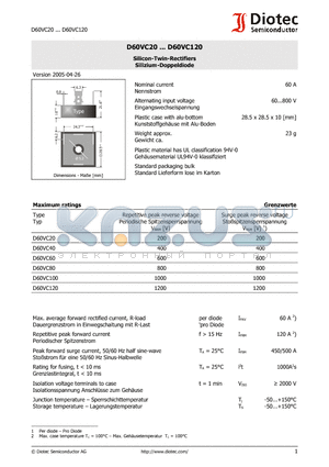 D60VC20 datasheet - Silicon-Twin-Rectifiers