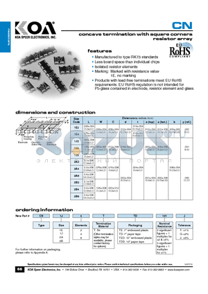 CN1J4TTD101J datasheet - concave termination with square corners resistor array