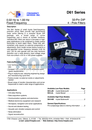 D61H4B datasheet - 32-Pin DIP 4 - Pole Filters