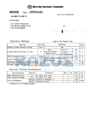 30PDA40 datasheet - DIODE - 3A 400V TJ = 150C