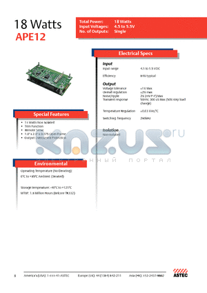 APE12M05 datasheet - 18 Watts