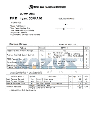 30PRA40 datasheet - FRD - 3A 400A 210ns