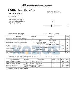 30PDA10 datasheet - Low Forward Voltage drop Diode