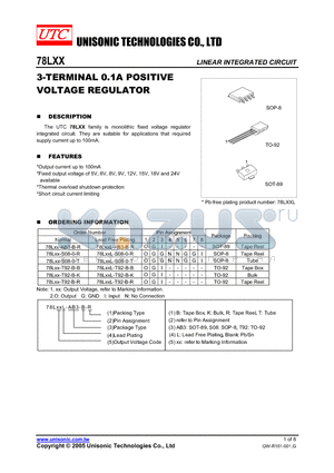 78LXX-S08-0-R datasheet - LINEAR INTEGRATED CIRCUIT