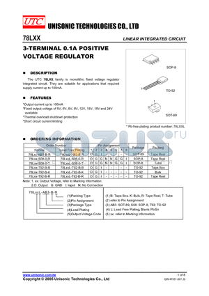 78LXX-S08-0-T datasheet - LINEAR INTEGRATED CIRCUIT