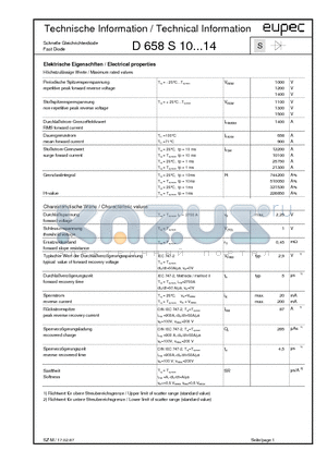 D658S10 datasheet - Schnelle Gleichrichterdiode Fast Diode