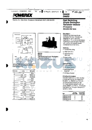 D66DS datasheet - Fast Switching Single Darlington Transistor Module