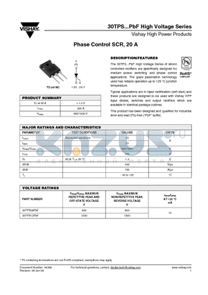 30TPS08 datasheet - Phase Control SCR, 20 A