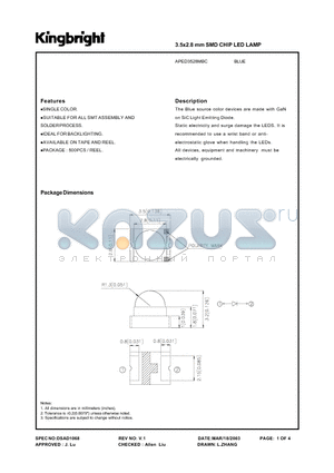 APED3528MBC datasheet - 3.5 x2.8mm SMD CHIP LED LAMP