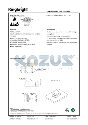 APED3528PBC-Z-F01 datasheet - 3.5 x2.8mm SMD CHIP LED LAMP