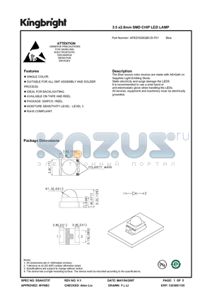 APED3528QBC datasheet - 3.5 x2.8mm SMD CHIP LED LAMP