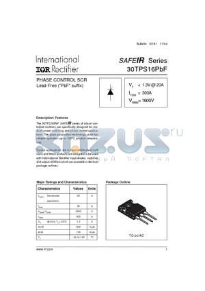 30TPS16PBF datasheet - PHASE CONTROL SCR Lead-Free