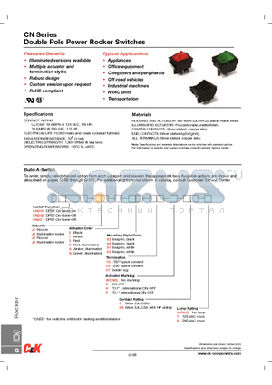 CN201J12S215DQ7 datasheet - Double Pole Power Rocker Switches