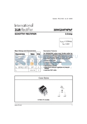 30WQ04FN datasheet - SCHOTTKY RECTIFIER 3.5 Amp