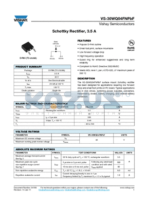 30WQ04FNPBF datasheet - Schottky Rectifier, 3.5 A